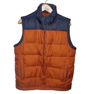 Eddie Bauer Goose Down Puffer Vest Mens Medium Orange Cabincore